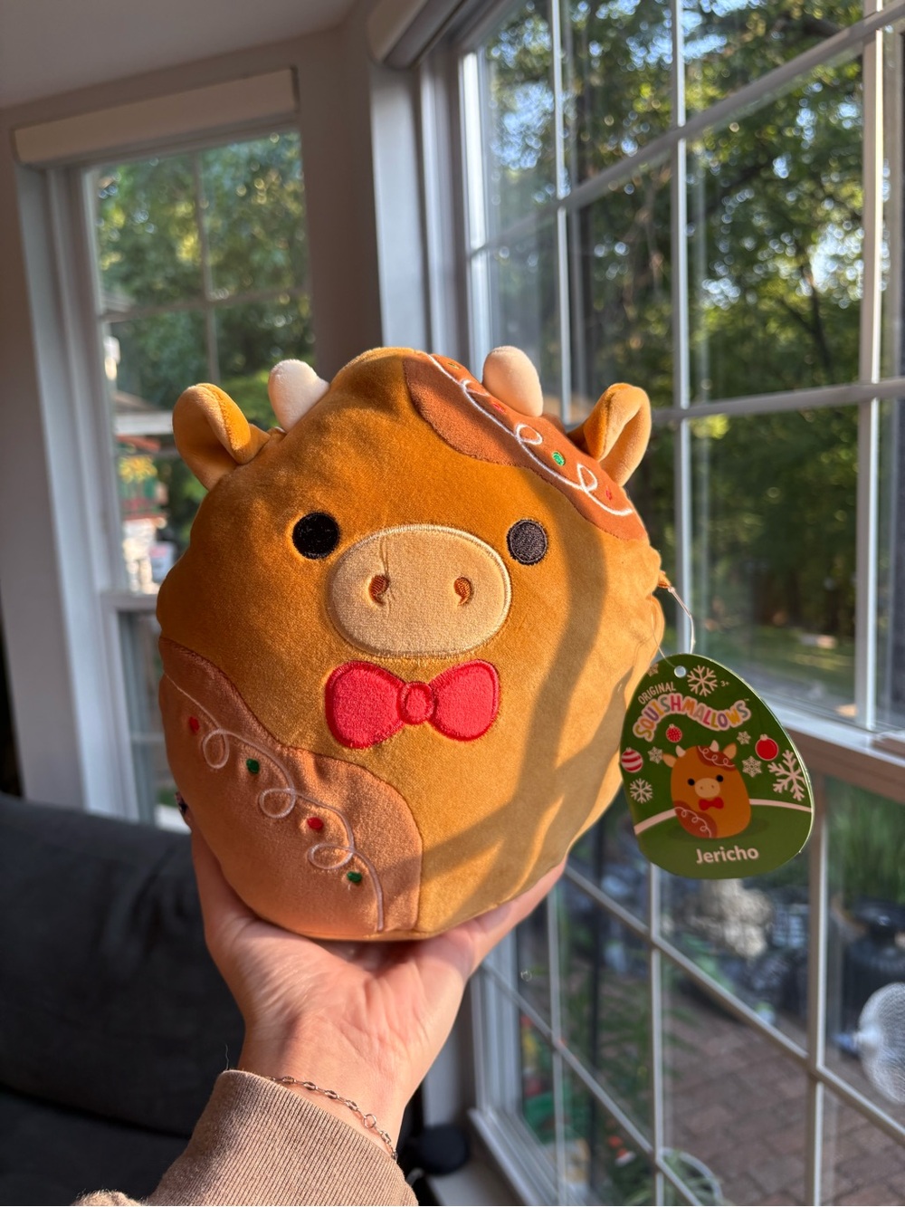 Squishmallows Jericho gingerbread cookie cow NWT 8in christmas edition